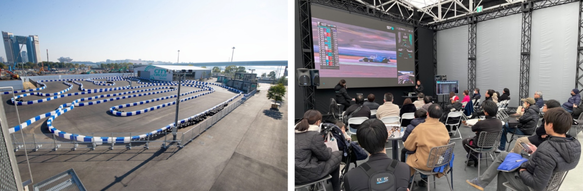 <写真:(左から)東京23 区内唯⼀のサーキット/併設されたセミナールーム(研修会場)>